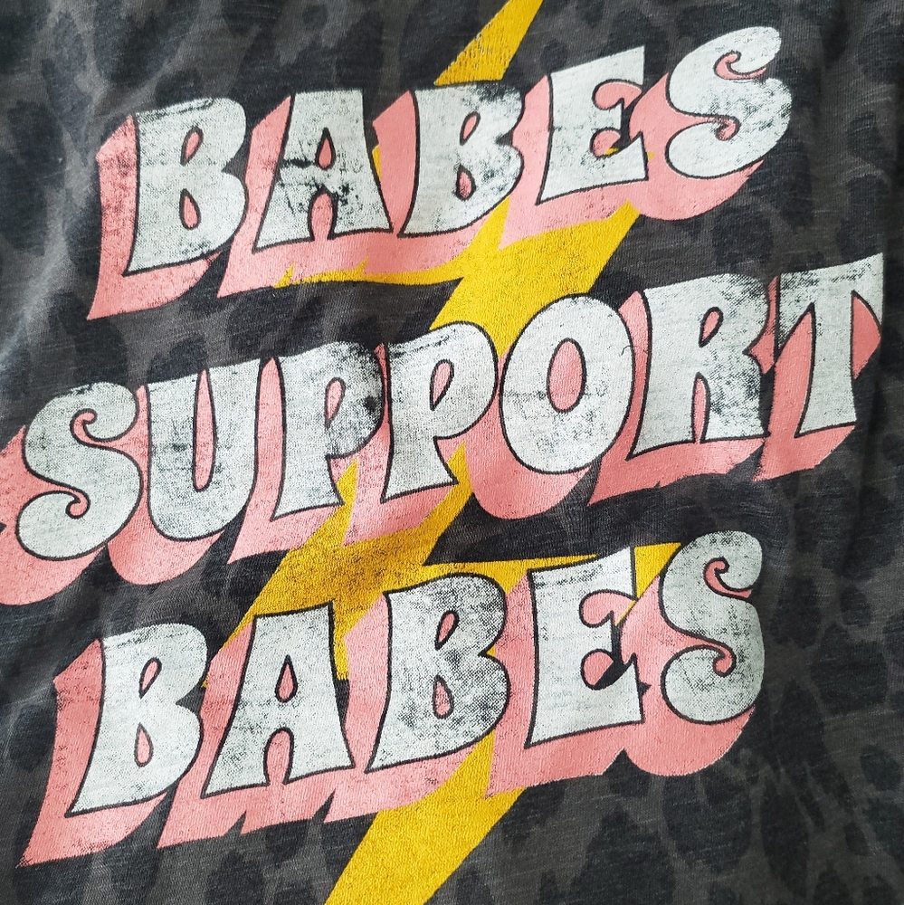 Babes Support Babes Grey Leopard Print Graphic Tee - Picture 3 of 4